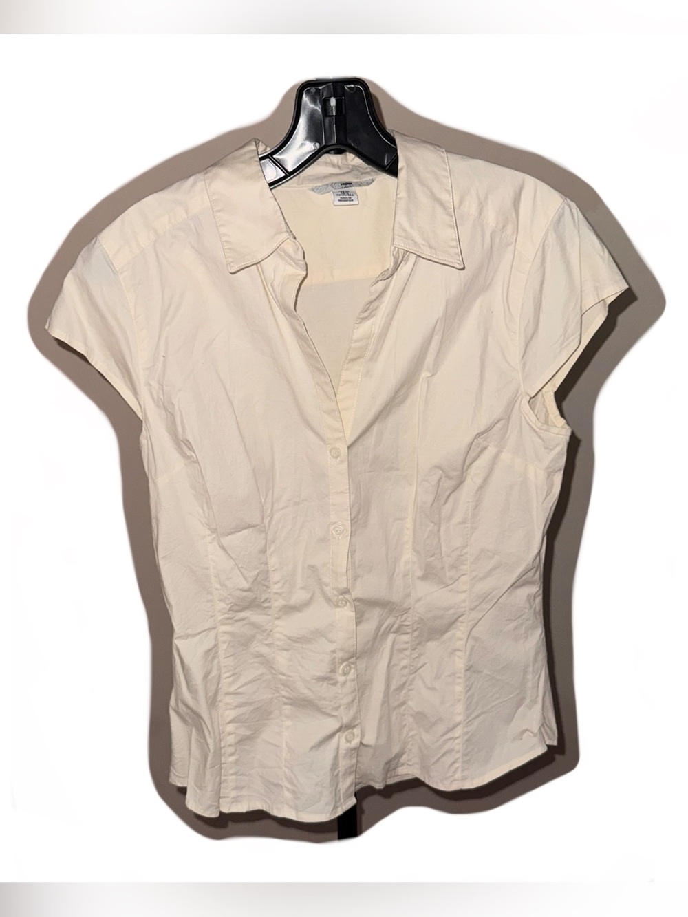 H&M Cream Cap-Sleeve Button Down Shirt